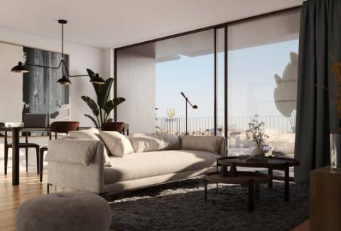 Apartamento T2 em condomínio de luxo com 96 m2 e varanda de 11.6 m2.