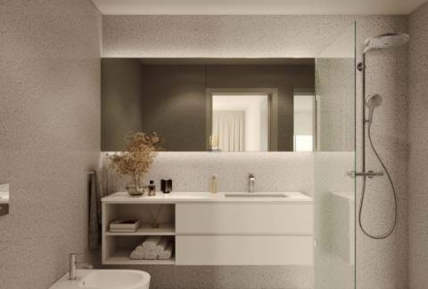 Apartamento T2 em condomínio de luxo com 96 m2 e varanda de 11.6 m2.