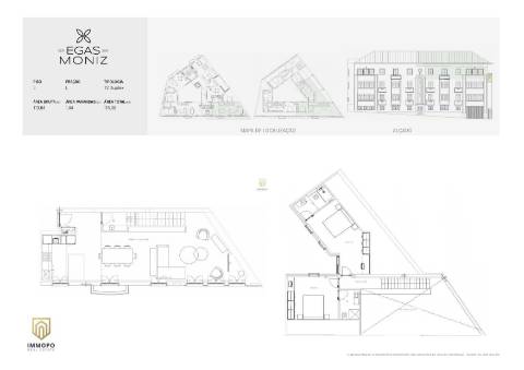 Apartamento T2 Duplex, com varanda, Centro do Porto