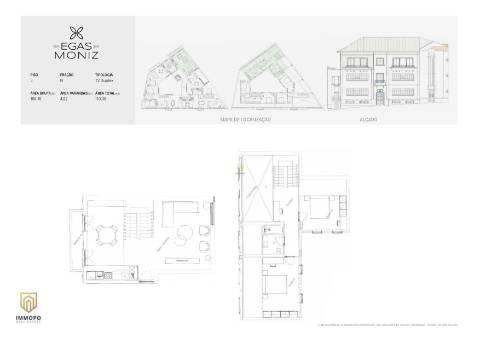 Apartamento T2 Duplex, com varanda, Centro do Porto