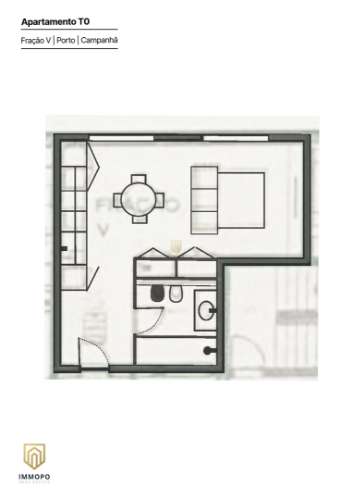 Apartamento T0 equipado e mobilado nas Antas, para venda.