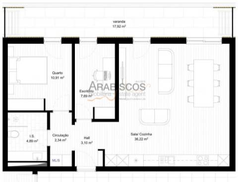 Apartamento T1+1 - Em Construção - 1 Lugar de Estacionamento - Varanda - Portimão