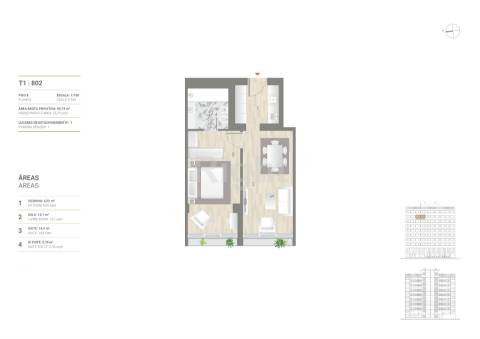 Apartamento T1 em empreendimento na Estrela