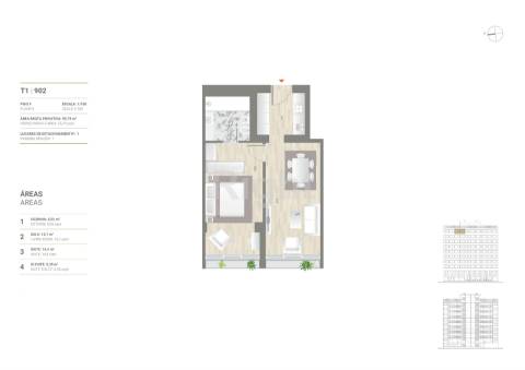 Apartamento T1 em empreendimento na Estrela