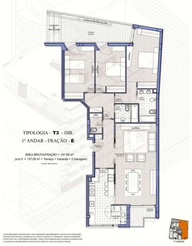 Apartamento T3 NOVO com terraço no centro da Maia