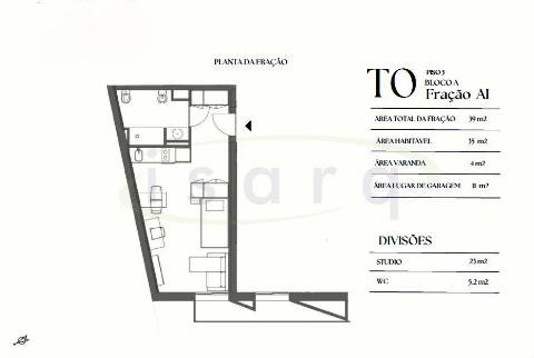 Estúdio com varanda e lugar de garagem perto do Polo Universitário