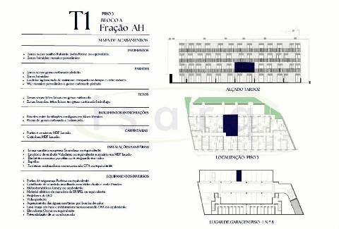 Apartamento T1 com varanda e lugar de garagem em edifício com jardim.