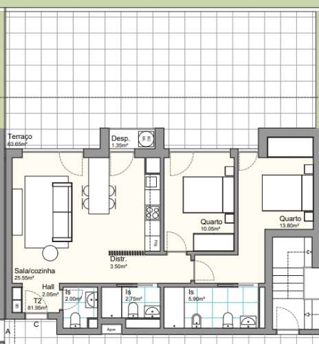 T2 novo para venda em Gondomar