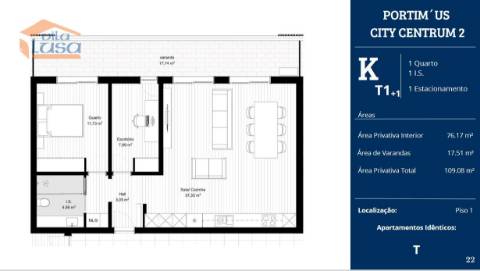 T1+1 Novo c/ garagem e varanda 17,70m2 em Portimão Empreendimento.