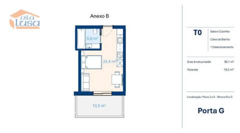 Apartamento T0 Novo em Vilar de Paraiso, com varanda e lugar de garagem