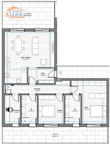 T-2+1 Novo c/ varanda 46.53m2 e lugar de garagem no centro de Armação de Pera a 300mts da praia.