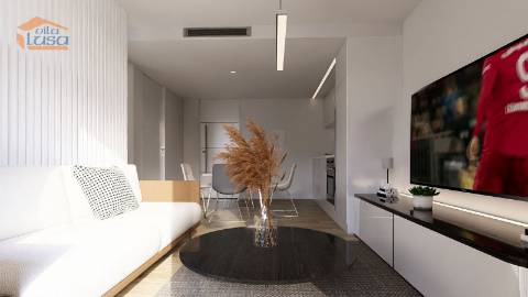 T-0 Novo c/ varanda 12.58m2 e lugar de garagem no centro de Armação de Pera a 300mts da praia.