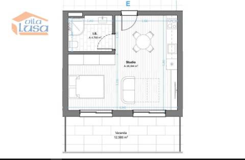 T-0 Novo c/ varanda 12.58m2 e lugar de garagem no centro de Armação de Pera a 300mts da praia.