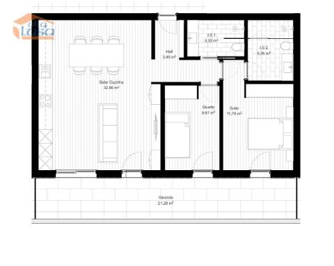 T2 Penthouse novo condomínio fechado Varanda de 21 m2 2 lugares de garagem