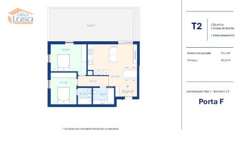 T2 Novo com terraço de 42 m2 em Vilar de Paraiso, Vila Nova de Gaia