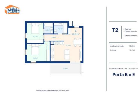 T2 Novo com varanda e garagem em Vilar de Paraiso, Vila Nova de Gaia