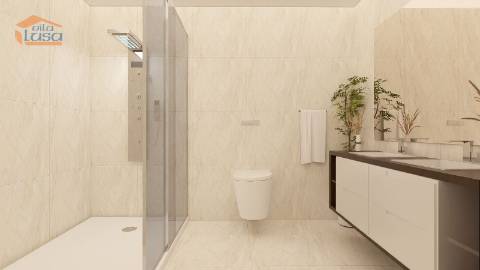 T2 Novo a 300mt da praia de Armação de Pera., c/duas suites, varanda c/ 21.30m2 e dois lugares de garagem.