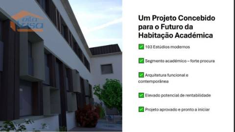 Prédio com projeto aprovado para residências para Estudantes Universitários na Covilhã  103 Estúdios.