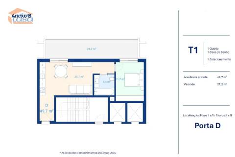  T1 Novo com varanda 21.20m2 e lugar de garagem, em Vilar do Paraíso V.N. Gaia