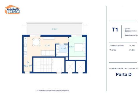  T1 Novo com varanda 21.20m2 e lugar de garagem, em Vilar do Paraíso V.N. Gaia