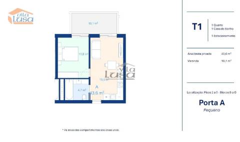Apartamento T1 Novo com garagem em Vilar de Paraiso, Vila Nova de Gaia