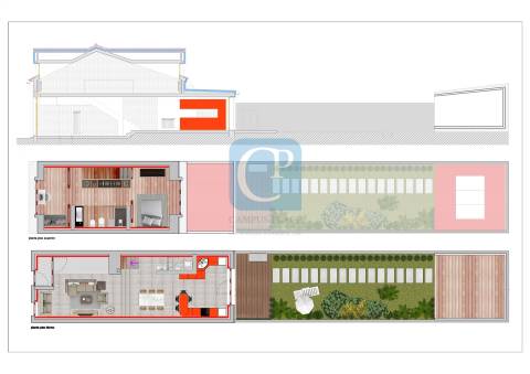 Moradia em reabilitação T1+1 com jardim à rotunda da Boavista
