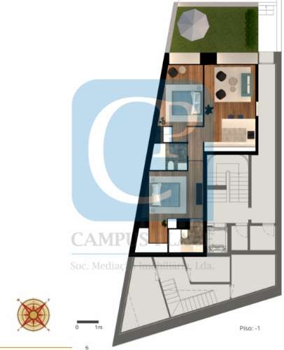 Apartamento T1+1,  com jardim em construção - Cedofeita