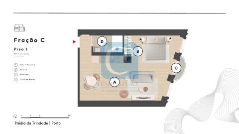 Apartamento T0, Empreendimento Trindade, na Baixa do Porto
