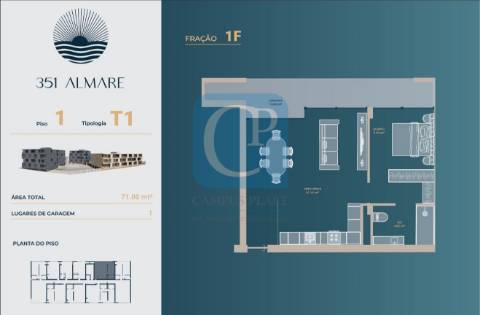 Apartamento T1 em construção no Empreendimento 351 Almare - Viana do Castelo