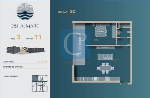 Apartamento T1 em construção no Empreendimento 351 Almare - Viana do Castelo