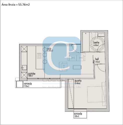 Apartamento T1 no Empreendimento Campus Prestige em Pedrouços, Maia