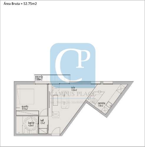 Apartamento T1 no Empreendimento Campus Prestige em Pedrouços, Maia