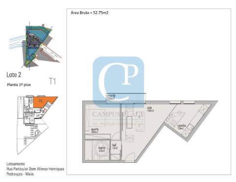 Apartamento T1 no Empreendimento Campus Prestige em Pedrouços, Maia