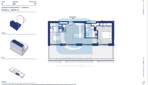 Apartamento T1 em construção, no Empreendimento Nobel 41 - 85
