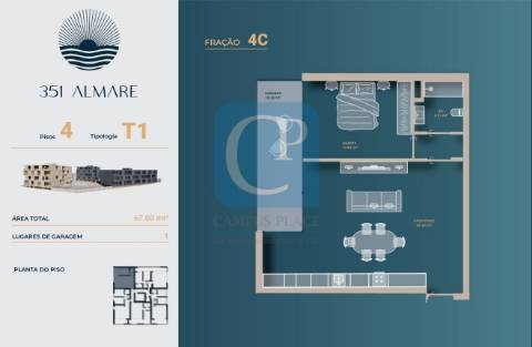 Apartamento T1 em construção no Empreendimento 351 Almare - Viana do Castelo