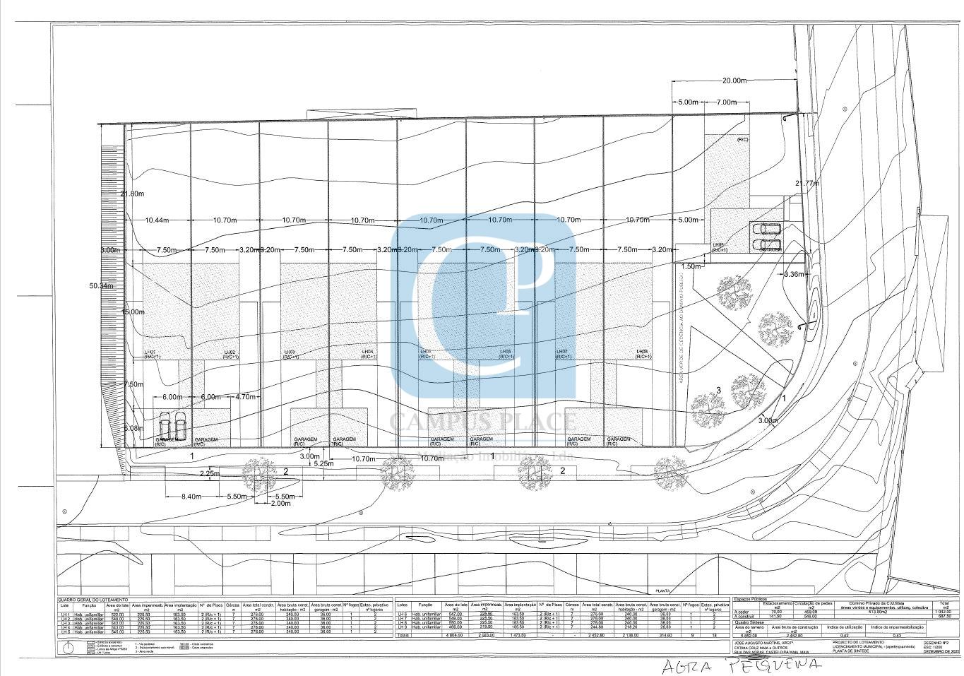 Loteamento de 5852 m2 no Castêlo da Maia, para 9 moradias no total de 2450 m2 de construção