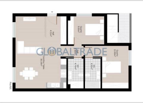Andar de Moradia T2 Renovado & Equipado em Valbom