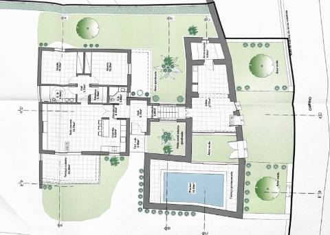 Belo terreno plano de 3.424 m² com projeto aprovado para a reconstrução de uma moradia térrea I 3 quartos I Piscina I Loulé