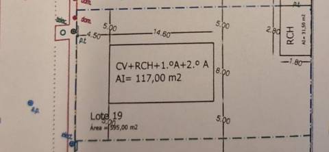 Lote de Terreno com 595 m2 para Moradia de 4 Frentes