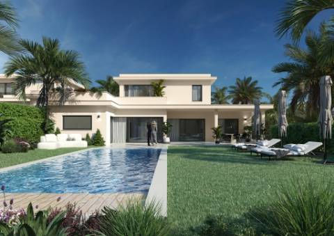 Nova moradia T5 com piscina, condomínio fechado, em Faro