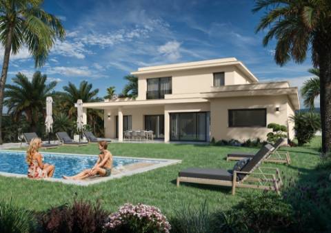 Nova moradia T5 com piscina, condomínio fechado, em Faro