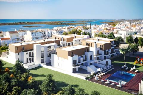 Nova penthouse T2, condomínio com piscina, junto Ria Formosa, em Cabanas de Tavira, Algarve