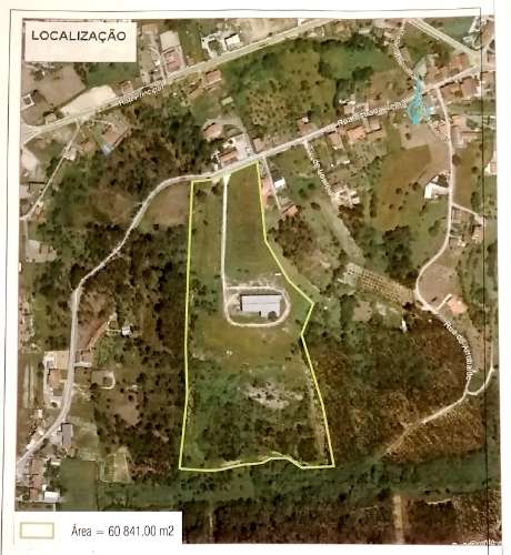 Lote de terreno de 60841m2 com armazém de 1200m2, em Pelariga, Pombal, Leiria
