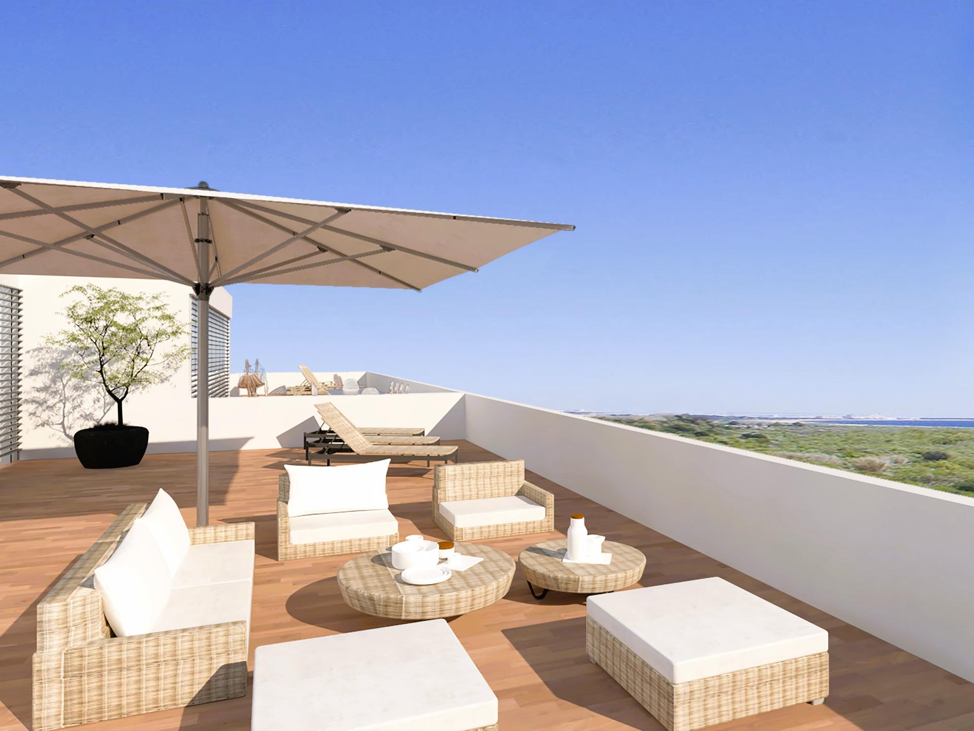 Apartamento T1 novo, varandas, terraço no topo, parqueamento para 1 viatura