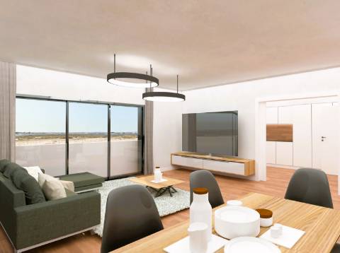 Apartamento T1 novo, varandas, terraço no topo, parqueamento para 1 viatura
