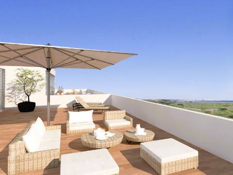 Apartamento T2 novo, varandas, terraço no topo, parqueamento para 1 viatura