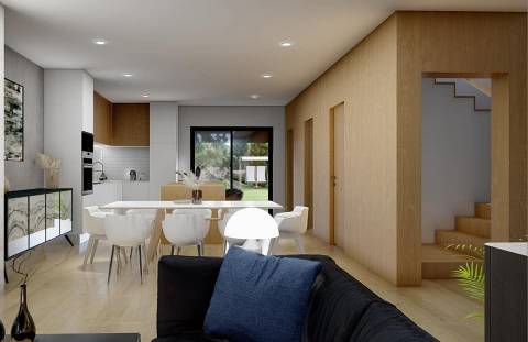 Moradia T3 geminada de arquitetura moderna