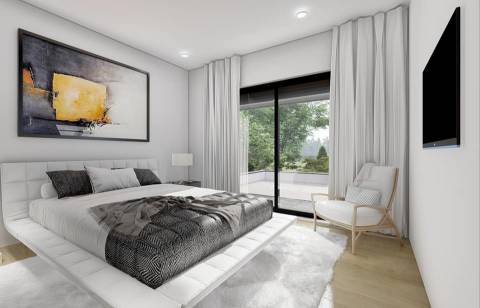 Moradia T3 geminada de arquitetura moderna