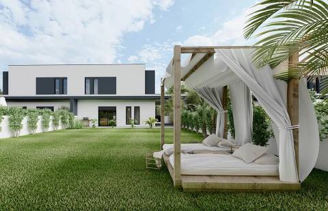 Moradia T3 geminada de arquitetura moderna