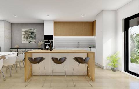 Moradia T3 geminada de arquitetura moderna